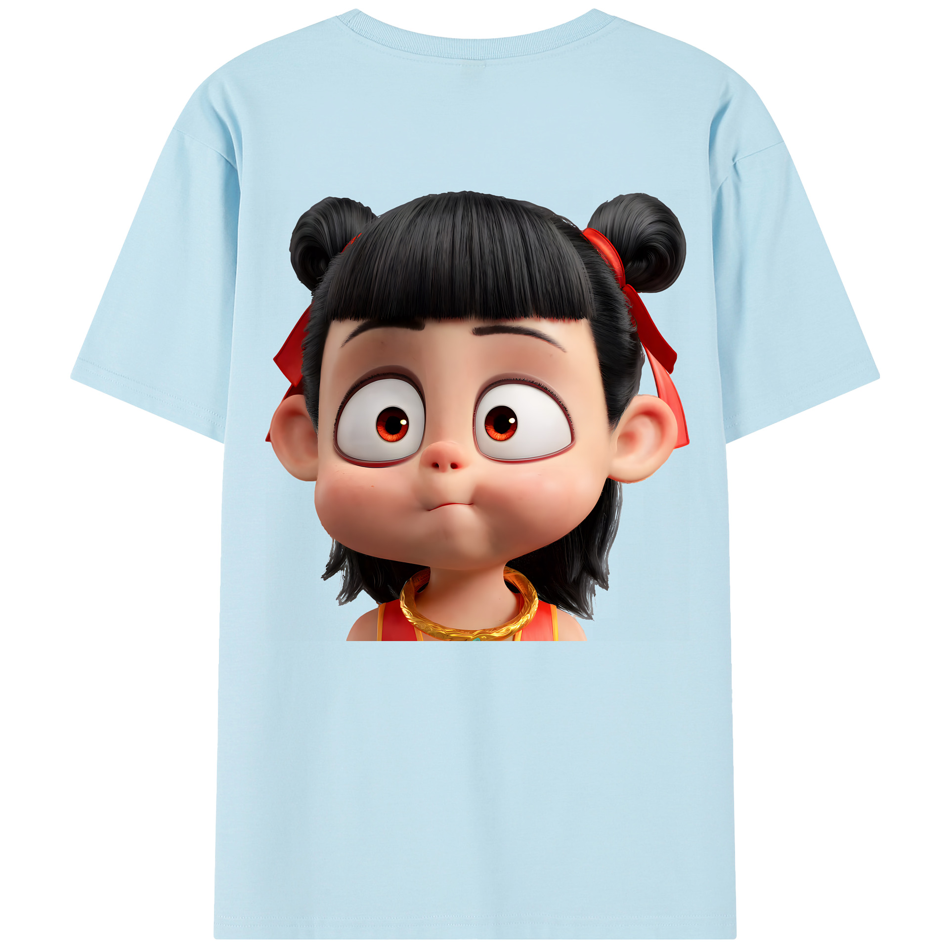 （画像用） Ne Zha 2 ナタ 魔童の大暴れ 綿100％半袖Tシャツ（背面プリント）